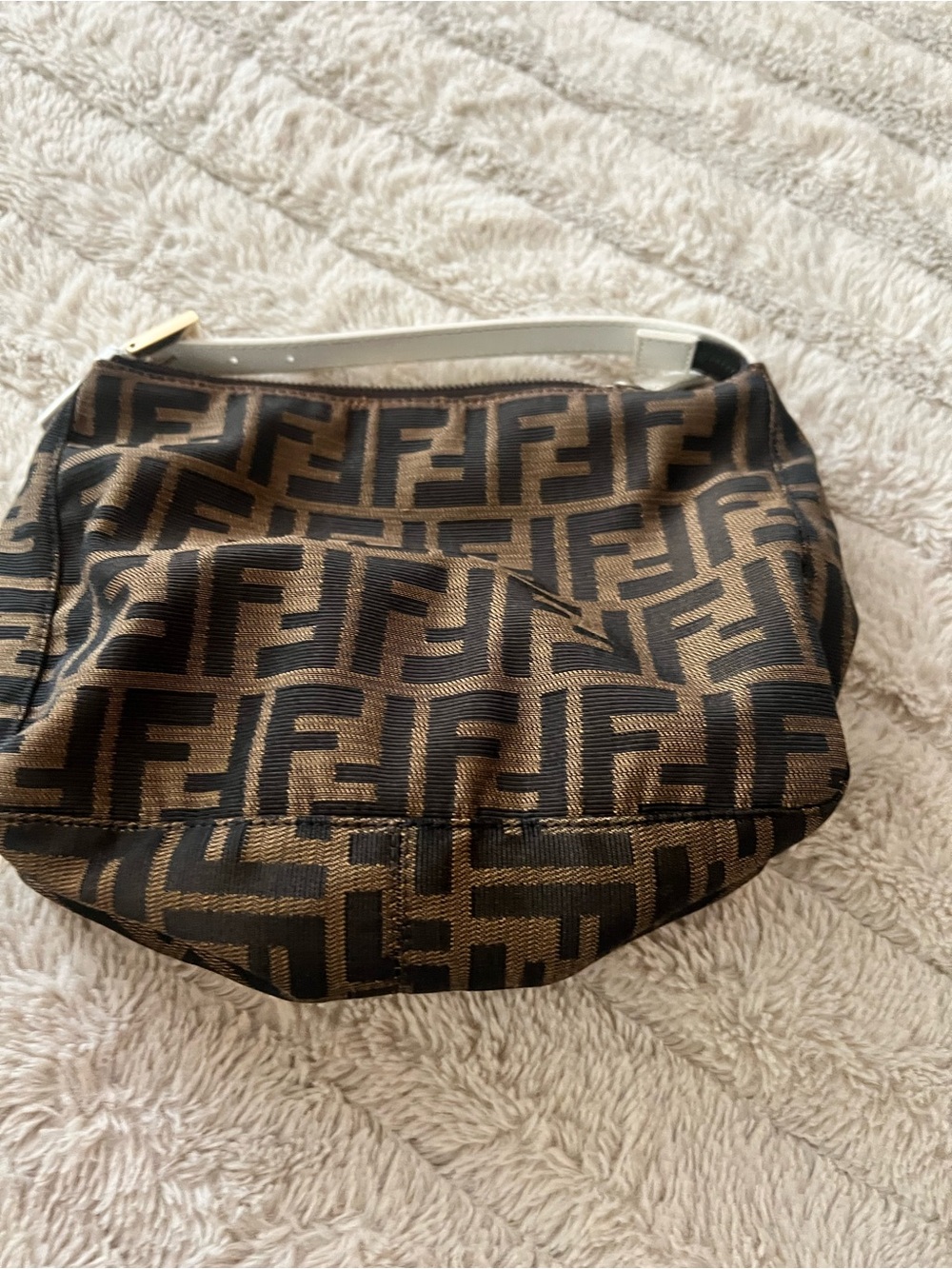Fendi Brown and Black FF Logo Mini Baguette Shoulder Bag - Picture 6 of 7